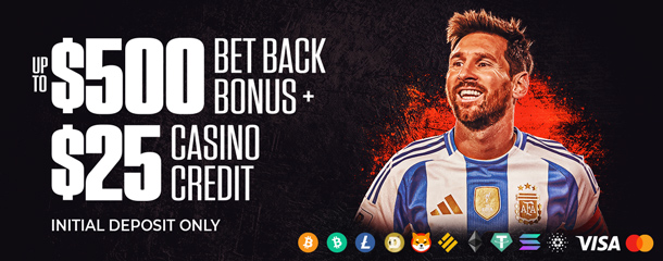 100% BET BACK BONUS + $25 CASINO CREDIT