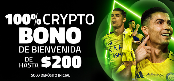 100% Bono de bienvenida con Crypto de hasta $200
